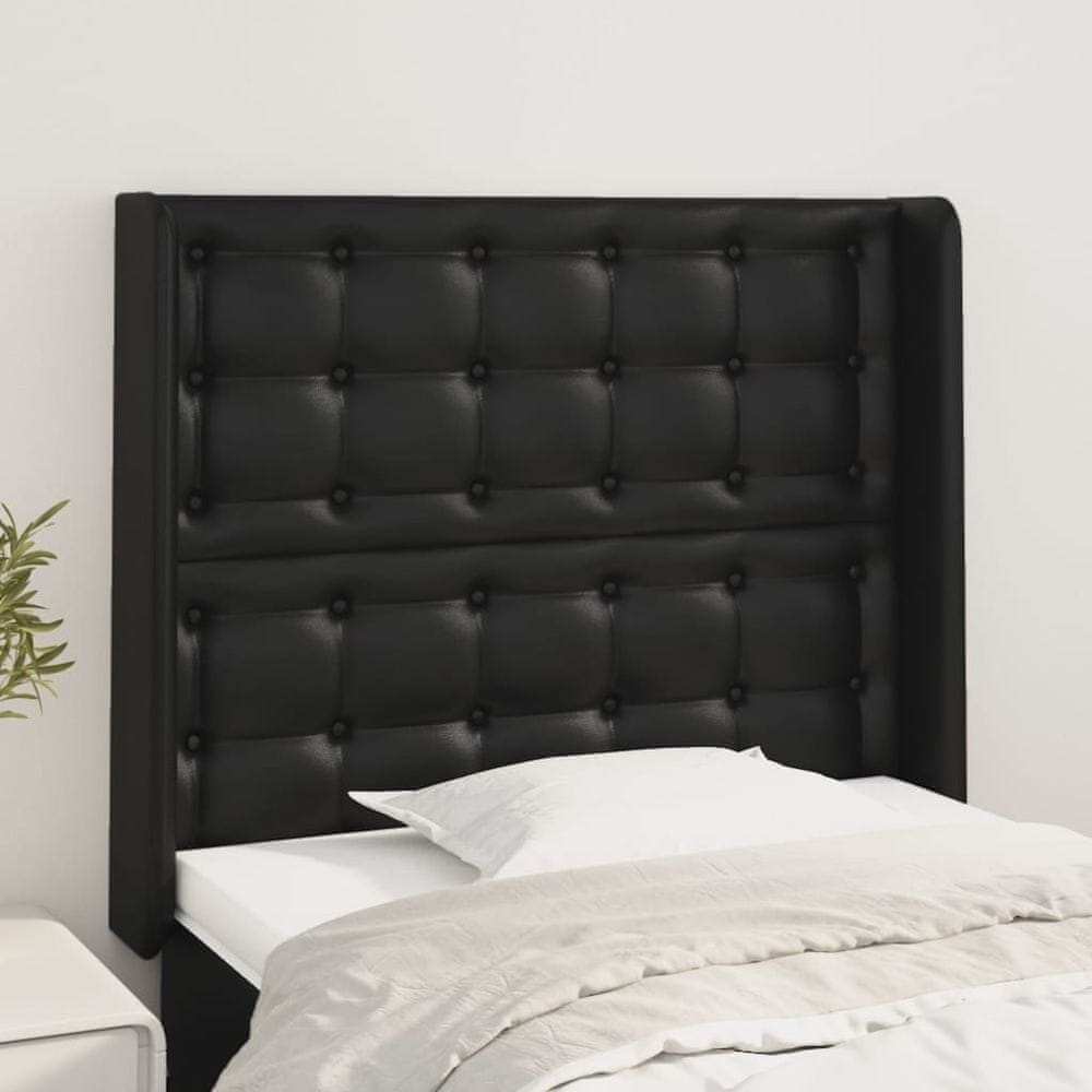 Vidaxl Čelo postele so záhybmi čierne 103 x 16 x 118/128 cm umelá koža